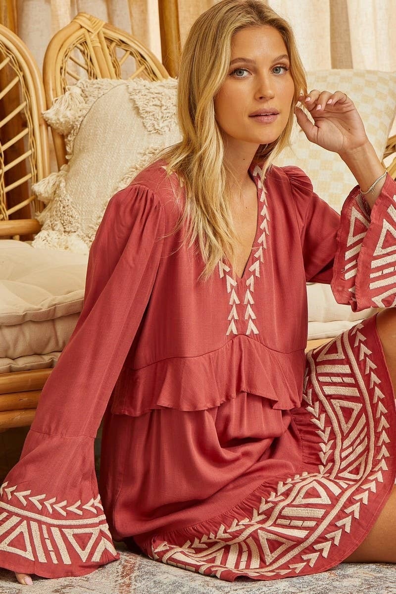 Aztec embroidered dress hotsell